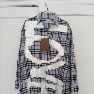 Burberry Black and White Plaid Shirt